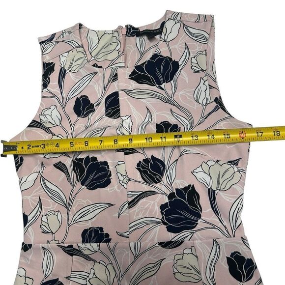 Banana Republic Light Pink Black White Floral Sleeveless Sheath Dress knee - Picture 8 of 9